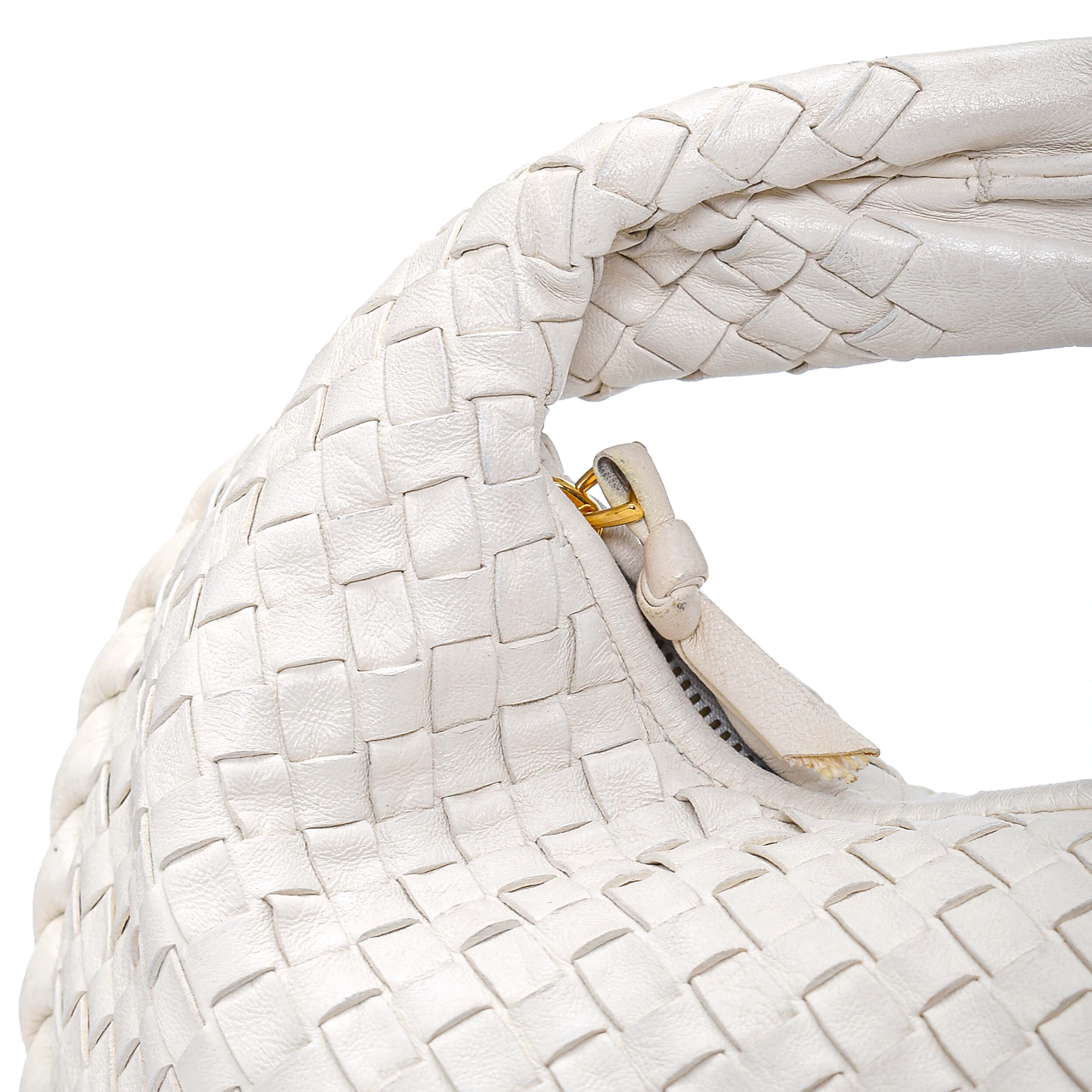 Bottega Veneta -  White Intreccıato Leather Small Hobo Bag